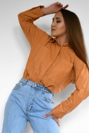 Хлопковая рубашка цвета песок 55185