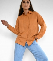 Хлопковая рубашка цвета песок 55185