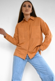 Хлопковая рубашка цвета песок 55185