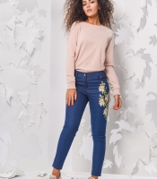 Синие джинсы скинни с цветами 27834