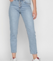 Голубые mom-джинсы на пуговицах 37208