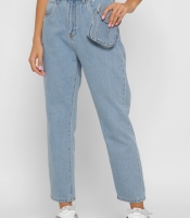 Голубые джинсы мом с сумкой 37990