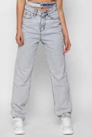 Голубые джинсы с двойным поясом 45921 Голубые джинсы с двойным поясом 45921