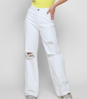 Белые джинсы палаццо с разрезами 48532