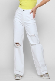 Белые джинсы палаццо с разрезами 48532 Белые джинсы палаццо с разрезами 48532