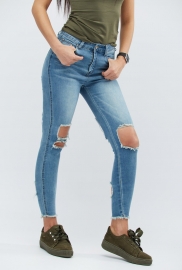 Джинсы средней посадки с разрезами 30752 Джинсы средней посадки с разрезами 30752