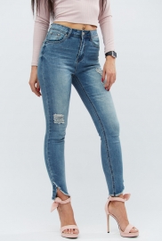 Джинсы скинни с рваным низом 30755 Джинсы скинни с рваным низом 30755