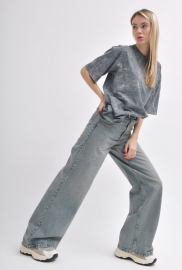 Серо-голубые винтажные джинсы wide leg 55997 Серо-голубые винтажные джинсы wide leg 55997