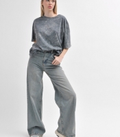 Серо-голубые винтажные джинсы wide leg 55997