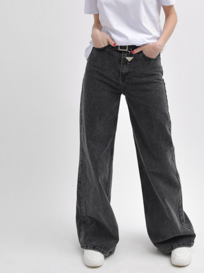 Женские графитовые джинсы wide leg 55998