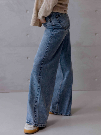 Джинсы Wide Leg голубого цвета 55999