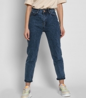 Синие джинсы-баллоны с высокой посадкой 55127