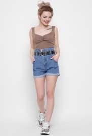 Джинсовые шорты на высокой посадке 43116 Джинсовые шорты на высокой посадке 43116