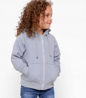 Детская однотонная спортивная кофта серо-голубого цвета 31998 Детская однотонная спортивная кофта серо-голубого цвета 31998