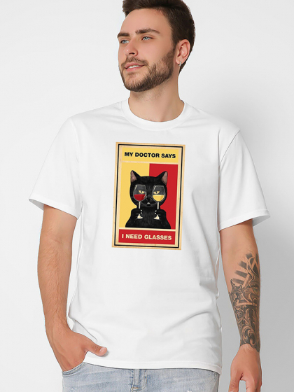 Футболка мужская с принтом Wine Cat CRC 16060-3 57085