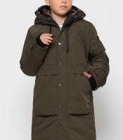 Детская зимняя куртка с молниями цвет хаки 36931