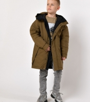 Зимняя куртка хаки на пуху для мальчика 56022