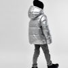 Серебристый пуховик с эффектом металлик для мальчиков 56137  xp-2173