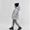 Серебристый пуховик с эффектом металлик для мальчиков 56137  xp-2173