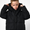 Длинный зимний черный пуховик с капюшоном для мальчика 56160  xp-2176
