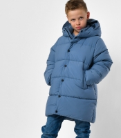 Классический зимний пуховик для мальчика цвета джинс 56307 Классический зимний пуховик для мальчика цвета джинс 56307