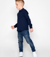 Детская синяя рубашка-поло с длинным рукавом 53229