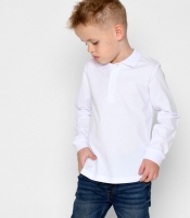 Детская белая рубашка-поло с длинным рукавом 53227
