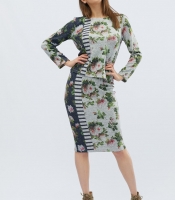 Серый костюм в цветочек 32488