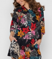 Синий летний костюм с тропическим принтом 48814