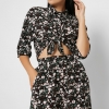 Черный летний костюм с цветочным узором 48815  xp-2304