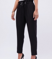 Черные брюки на резинке с завязкой 32573