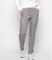 Серые брюки в клетку с лампасами 32821