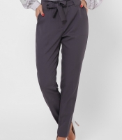 Классические брюки графит на завязке 35984