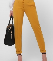 Женские брюки горчица на высокой посадке 36598