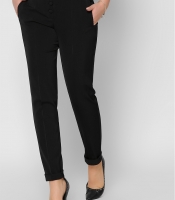 Женские черные брюки на высокой посадке 36599