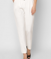 Классические молочные брюки на высокой посадке 36601