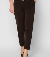 Женские коричневые брюки с рюшей на талии 36605