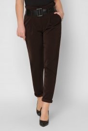 Женские коричневые брюки с рюшей на талии 36605 Женские коричневые брюки с рюшей на талии 36605