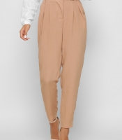 Женские льняные брюки цвет песок 37411