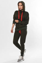 Спортивный костюм хаки с контрастными завязками 36280 Спортивный костюм хаки с контрастными завязками 36280