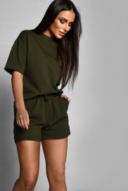 Летний костюм хаки в стиле оверсайз 55559 Летний костюм хаки в стиле оверсайз 55559