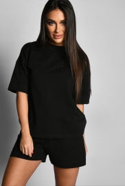 Летний черный костюм в стиле оверсайз 55558 Летний черный костюм в стиле оверсайз 55558