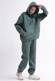 Уютный зеленый спортивный костюм в стиле оверсайз 55864 Уютный зеленый спортивный костюм в стиле оверсайз 55864
