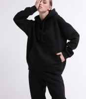 Уютный черный спортивный костюм в стиле оверсайз 55862