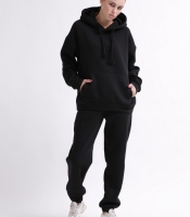Уютный черный спортивный костюм в стиле оверсайз 55862 Уютный черный спортивный костюм в стиле оверсайз 55862
