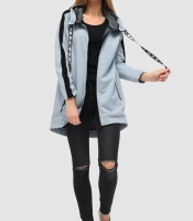 Удлиненная спортивная кофта с капюшоном и карманами цвет светло-серый 34571