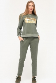 Оливковый спортивный костюм со свитшотом и брюками 28145 Оливковый спортивный костюм со свитшотом и брюками 28145