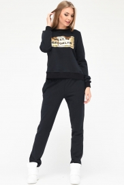 Черный спортивный костюм со свитшотом и брюками 28147 Черный спортивный костюм со свитшотом и брюками 28147