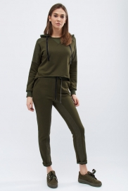 Спортивный костюм хаки со свитшотом и брюками 32025 Спортивный костюм хаки со свитшотом и брюками 32025