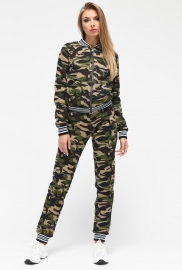 Спортивный костюм в стиле милитари с бомбером и брюками 29866 Спортивный костюм в стиле милитари с бомбером и брюками 29866